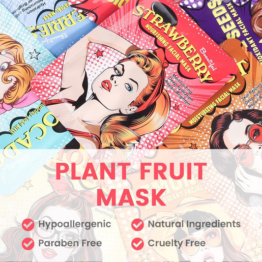 FeiCuiYun Girl Character Sheet Masks, Spa Party Facial Mask Skincare Set, Sheet Masks Skin Care, Moisturize Brighten Soothe for All Skin Types, Christmas Birthday Gifts for Women Men Girls, (8Pcs)