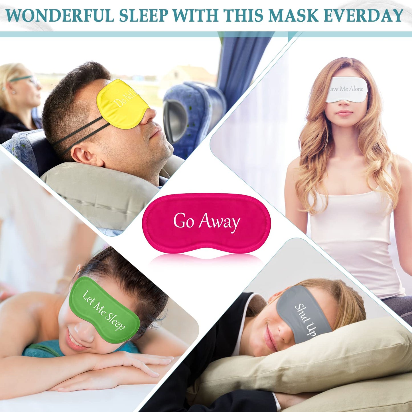 Eurzom 20 Pieces Funny Eye Sleeping Mask Bulk with Adjustable Strap Blackout Eye Sleep Mask for Night Blindfold Cover for Women Men(Bright Colors)