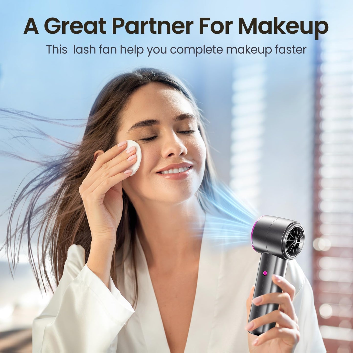 BURLAN Quickly Cooling Mini Fan [13-30 Working Hours], Portable, Rechargeable with USB, Pocket Hand Fan for Makeup, Travel, Camping, Outdoor (Black)