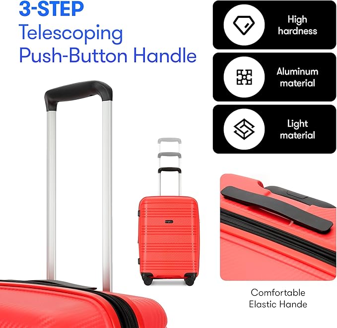 3 Piece Expandable Luggage Sets 20/24/29 inch Durable Suitcase Sets with Double Spinner Wheels TSA Lock For Travel Trips,Red