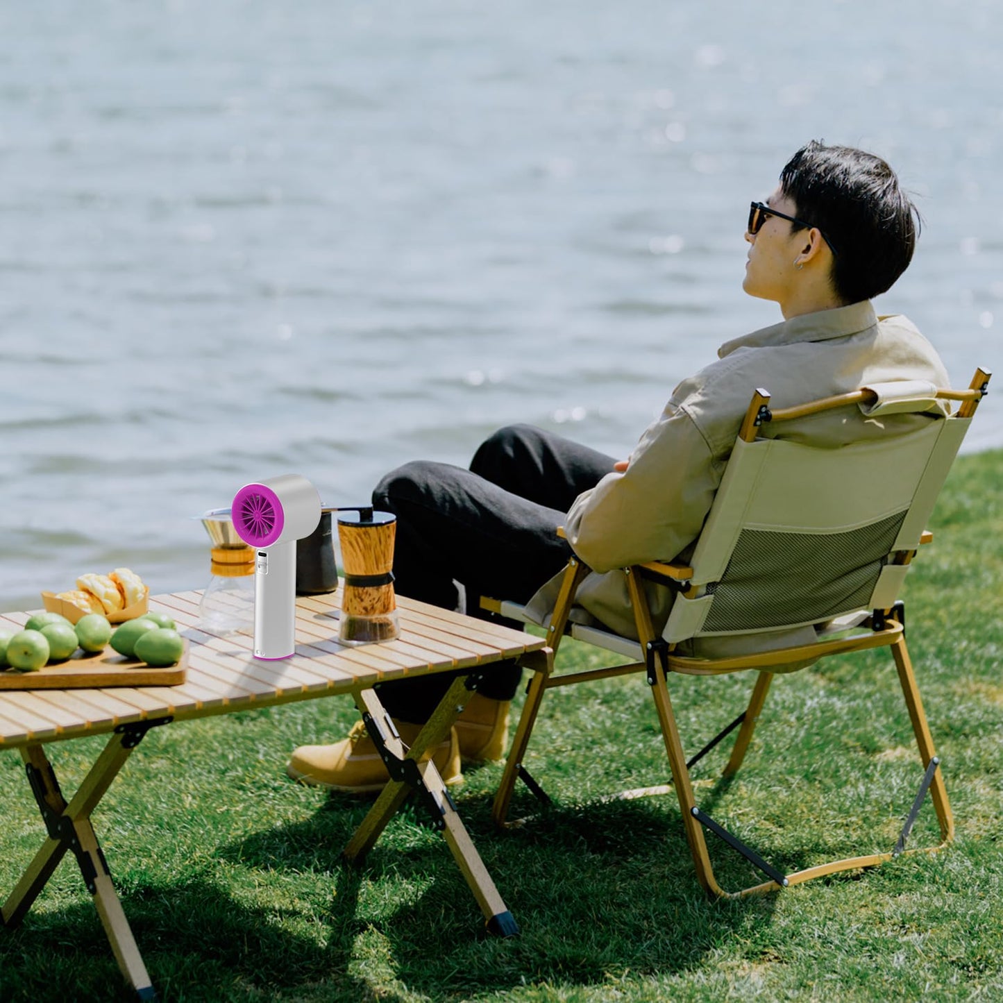 KOQQQ Portable Handheld Fan, Speed (1-100) Adjustable Turbo Personal, 4000mAh Battery Rechargeable Cooling Fan, Digital Display, Gifts for Women Men Travel/Camping/Outdoor (Iron/Fuchsia)