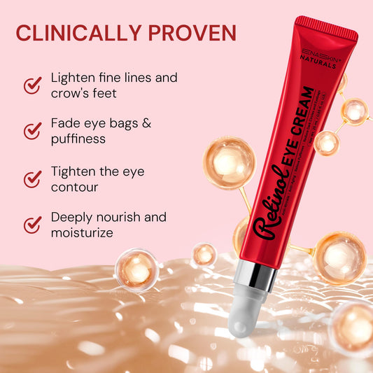 Retinol Anti Aging Eye Cream: Rapid Wrinkle Repair & Instant Under Eye Treatment - Reduce Dark Circles, Eye Bags, Puffiness for Women, Day & Night, 0.85 fl.oz