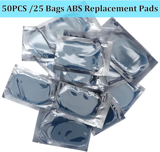 KASBEE ABS Gel Pads, 50PCS Muscle Stimulator Pads Replacement for Ultimate Muscle EMS Toner Abdominal Belt Belly Thigh Flab Arm Leg Waist Workout Trainer Machine