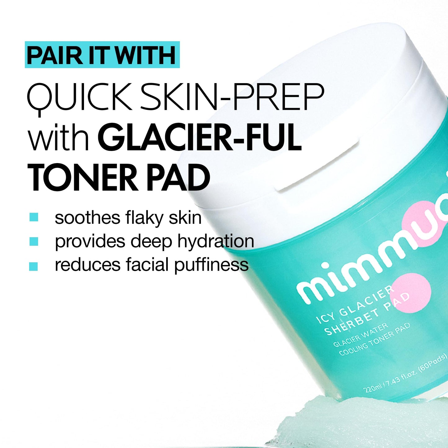 mimmua! Ice Sorbet Soothing Cooling Face Moisturizer | Pore Minimizer for Face Before Makeup | After Sun Care for Sunburn, Heat Rash & Calming Gel Cream After Shower | Korean Skincare | 3.38 Fl Oz