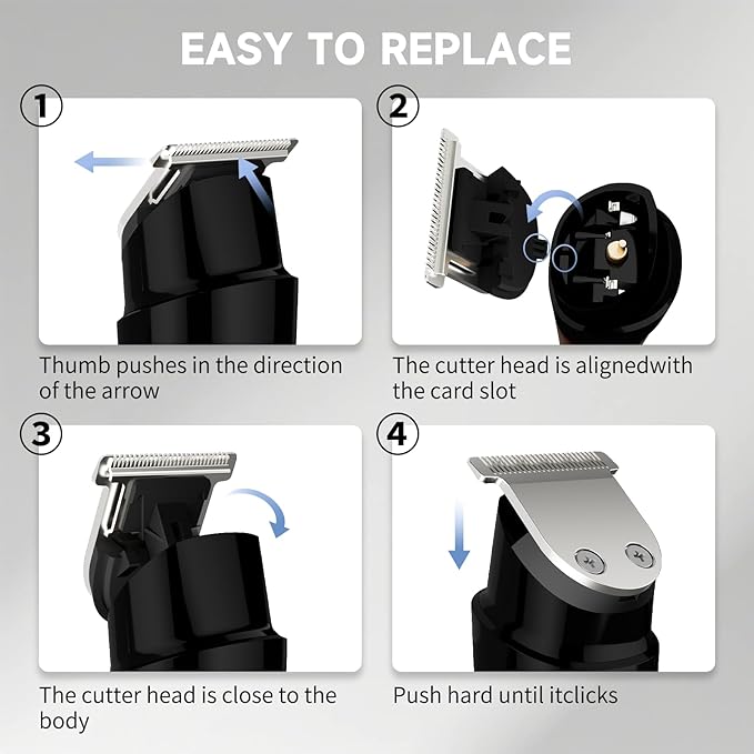 Beard Trimmer for Men, 5-in-1 Cordless Hair Clipper Kit with Foil Razor, Waterproof Body, Nose & Ear Groomer, Precision Trimming for Beard, Hair & Body Care (Blue)