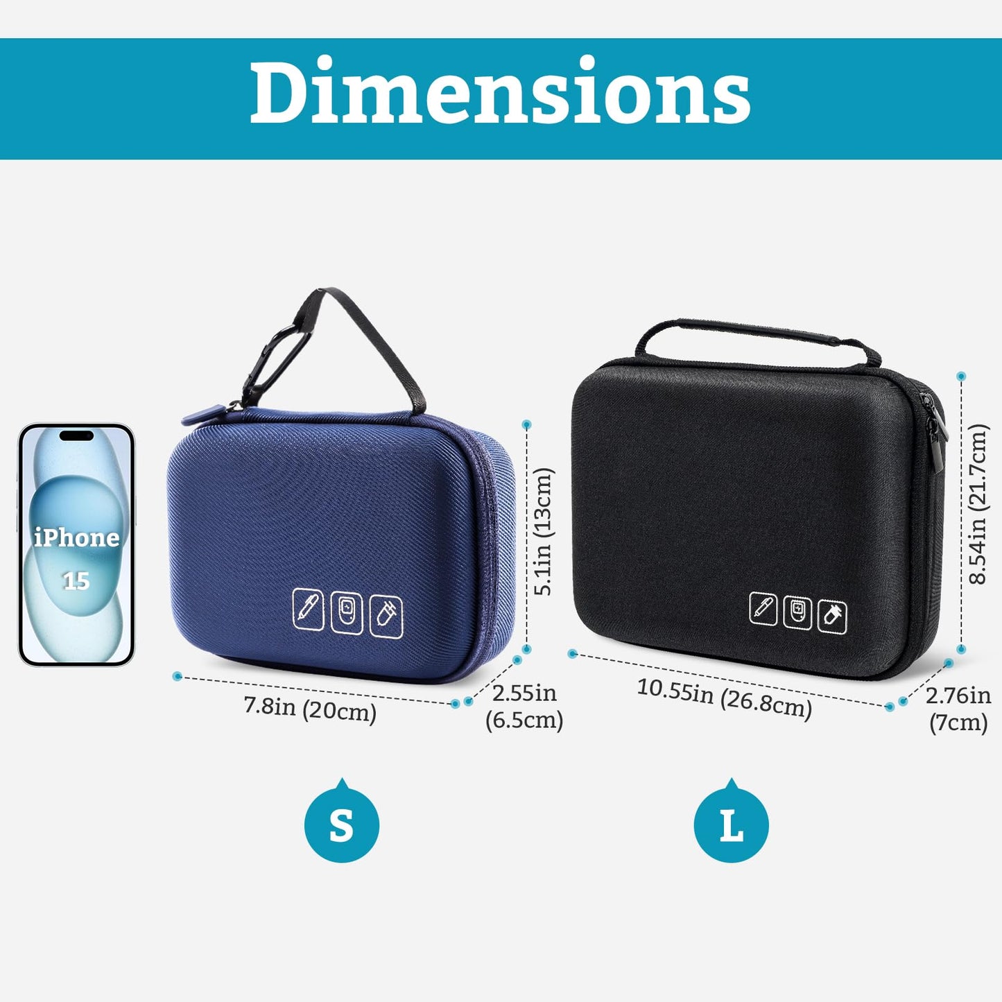 ProCase Diabetic Supplies Hard Travel Case, Diabetes Storage Bag for Glucose Meter, Insulin Pen, Blood Sugar Test Strips, Syringe, Needles and More Kits, Diabetic Care Kits Organizer Holder -Black