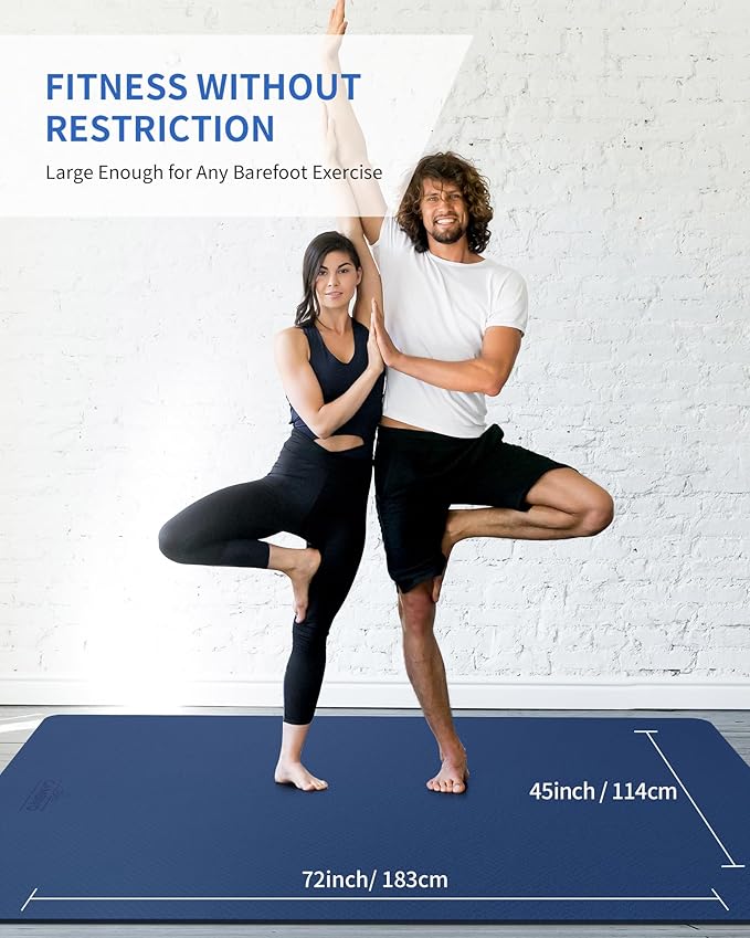 CAMBIVO Large Yoga Mat (6'x 4'), Extra Wide Workout Mat for Men and Women, Yoga Mat Thick 1/3 &1/4 Exercise Mats for Home Workout, Yoga, Pilates (Black,1/4 inch)