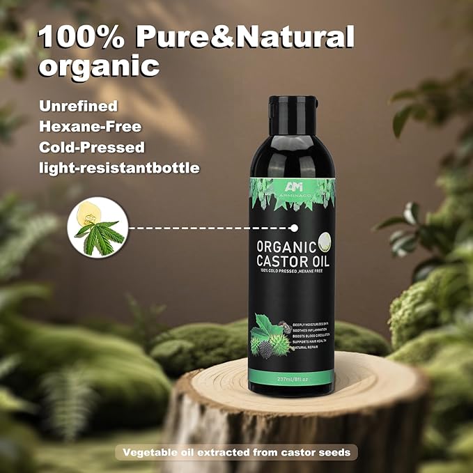 Castor Oil Pack Kit with 8oz Organic Oil – 4 Reusable Wraps for Women & Men | Belly, Liver, Neck & Breast Detox Wraps | Leakproof, Travel-Friendly, Long-Lasting Value Set