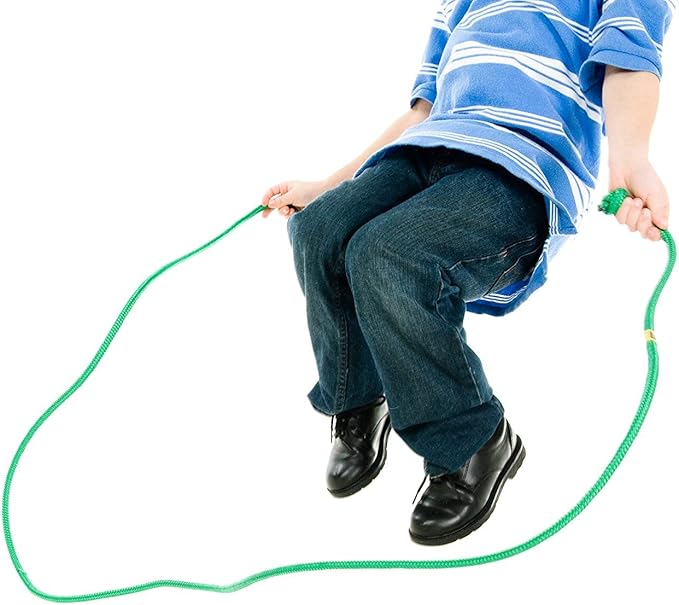 Just Jump It 8' Foot Single Jump Rope for Kids Women and Men - Active Outdoor Youth Fitness Excersing Equipment - Braided Nylon Gym Accessories