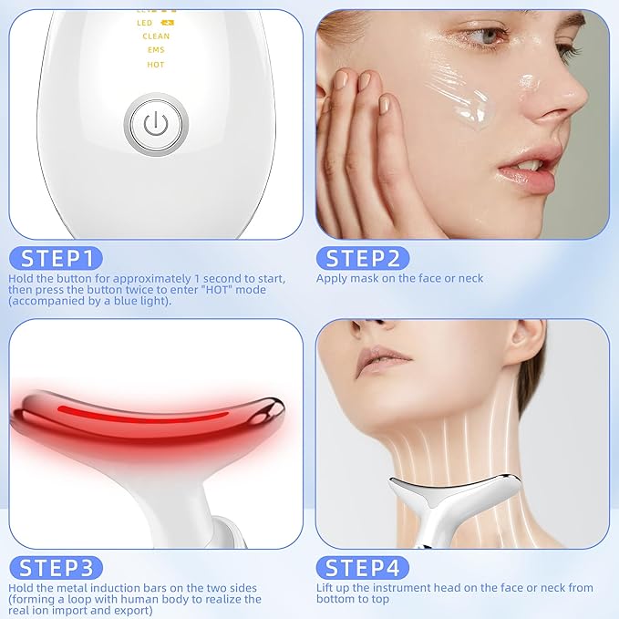 7-Color LED Facial Massager Tool, face Massager Tool with Vibration, Gua Sha-Inspired Design + Cooling Gel for Skin Firming & Daily Skincare Routine