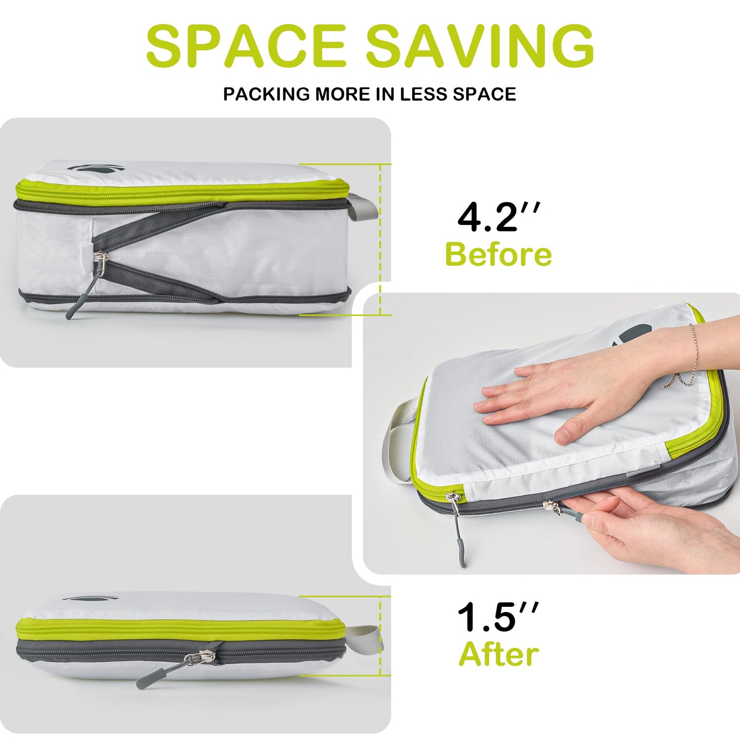 Cipway Compression Packing Cubes, Ultralight Luggage Organizer Bags, Travel Essentials for Carry on Suitcase (3 Piece,White)