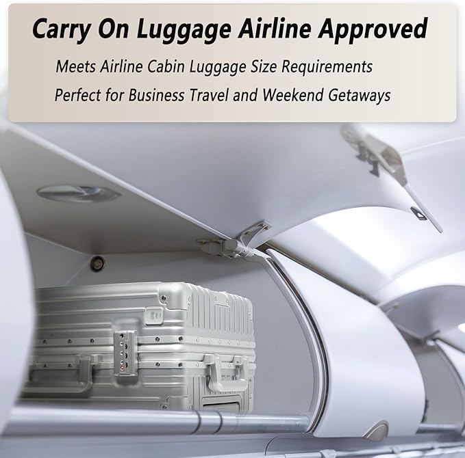 20 Inch Carry On Luggage 22x14x9 Airline Approved with Spinner Wheels,Hard Shell Zipperless Lightweight Small Suitcase with TSA Approved for Travel Business Women Men,Silver