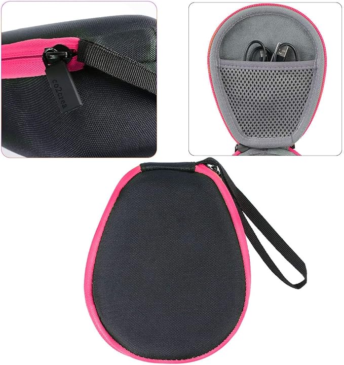 co2CREA Hard Case for SHOKZ New OpenRun Pro 2/1, OpenRun, OpenMove, OpenSwim Pro, OpenSwim, Compatible with All SHOKZ Open-Ear Bone Conduction Sport Headphones, Black Case + Pink Zipper