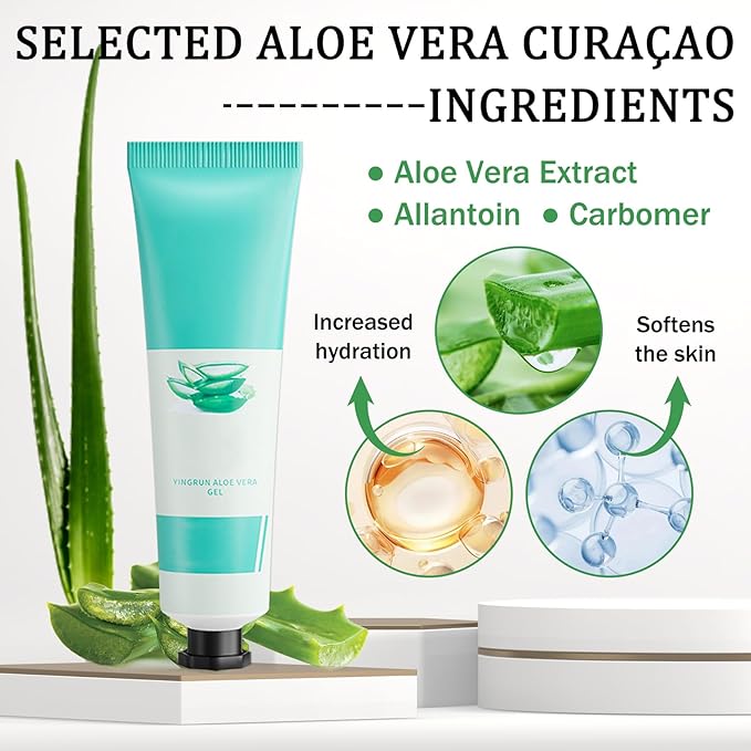 Aloe Vera Gel for Sunburn Relief,Hydrating Travel Size Aloe Vera Gel for Face,Moisturizing Sunburn Relief After Sun Lotion,Fast Absorbing,Non-Sticky Cooling After Sun Lotion Face Moisturizer (E)