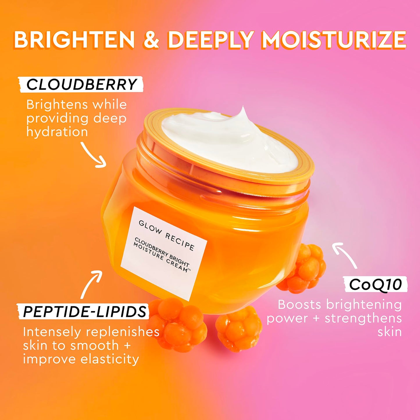 Glow Recipe Cloudberry Refillable Face Cream – Ultra Moisturizing Korean Face Cream for Women with CoQ10, Multi Peptides, and Vitamin C to Brighten, Repair Skin Barrier & Even Skin Tone (50 ml)