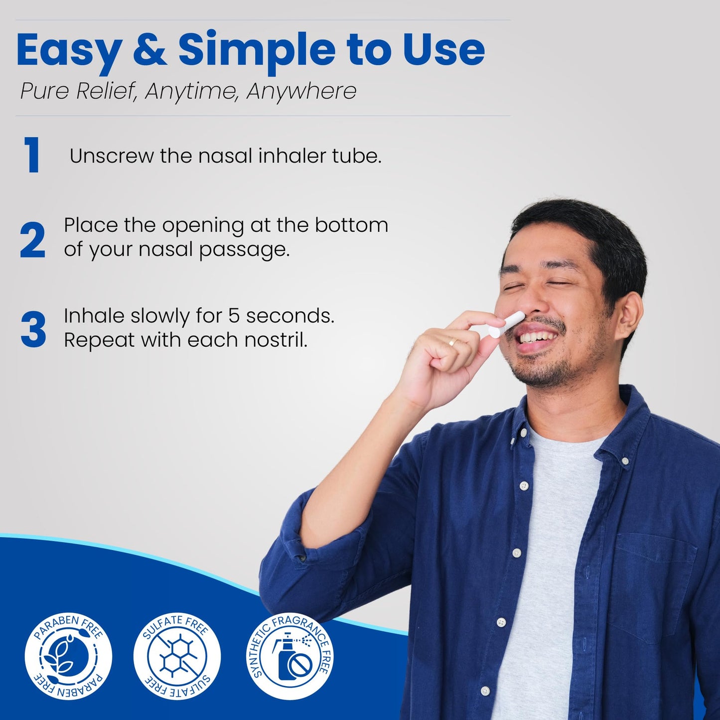 MOXE VaporEase, Portable Nasal Inhaler On-The-Go, Non-Medicated, Made in USA, Soothing and Refreshing Vapors, Menthol Scent, 3 Pack