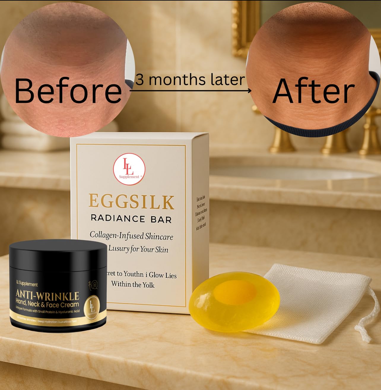 L & L Supplement EggSilk Egg Soap Radiance Bar with Yolk Extract | For Smooth, Glowing Skin | Gentle for Face & Body, All Skin Types | Sulfate-Free, Cruelty-Free, Clean Beauty | 80g