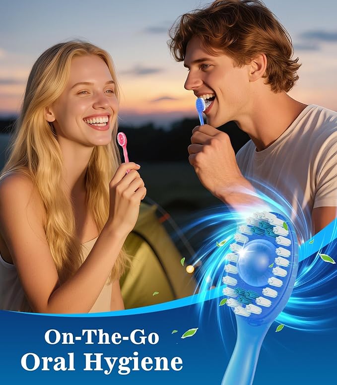 24 Pack 5-in-1 Disposable Toothbrushes with Toothpaste, Floss, Pick & Tongue Scraper, Portable Mini Toothbrush Travel Set for Kids Adults, Individually Wrapped, Work Camping, Mixed Flavor