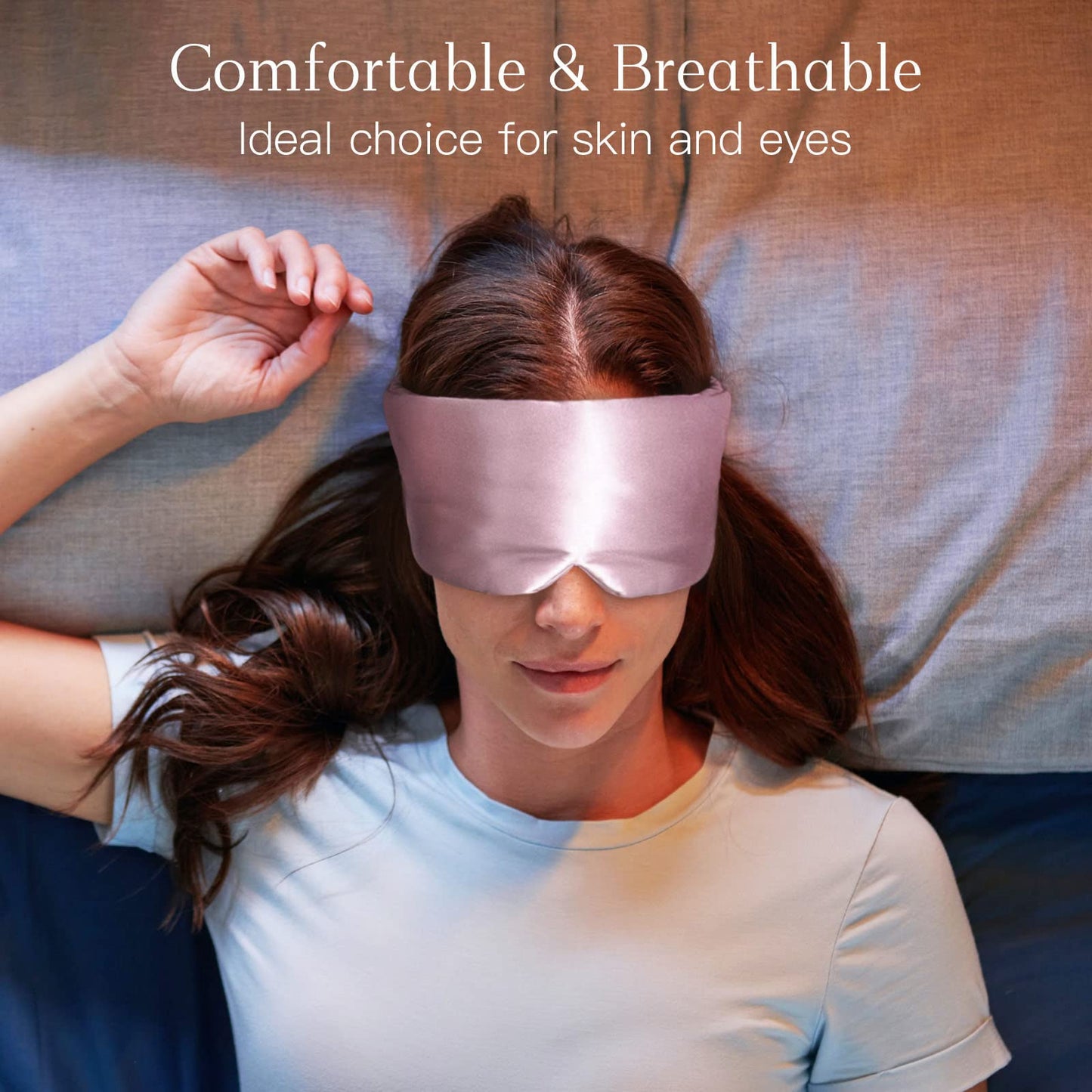 iCooBreeze 100% Natural Silk Eye Mask for Women Men, Soft Pressureless Cooling Blackout Eye Covers for Sleeping, Large Size Sleep Mask fits All Heads Adjustable, 1PC, Lotus Pink