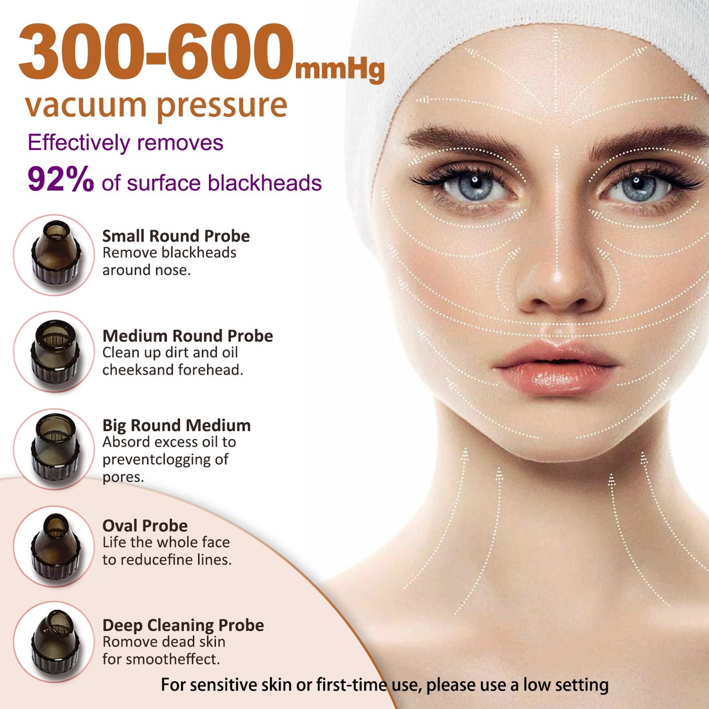 Blackhead Remover Vacuum with Heating, Blackhead Extractor 3 Adjustable Suction Levels 9 Modes, Pore Vacuum Blackhead Suction Remover, Comedone Extractor Kit for Deep Pore Cleaning (Purple)