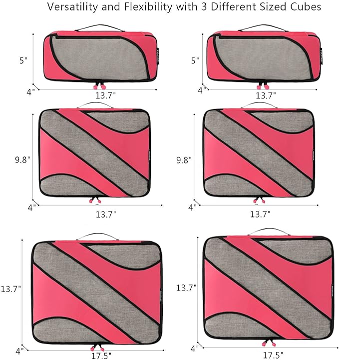 BAGAIL 6 Set Packing Cubes,Travel Luggage Packing Organizers