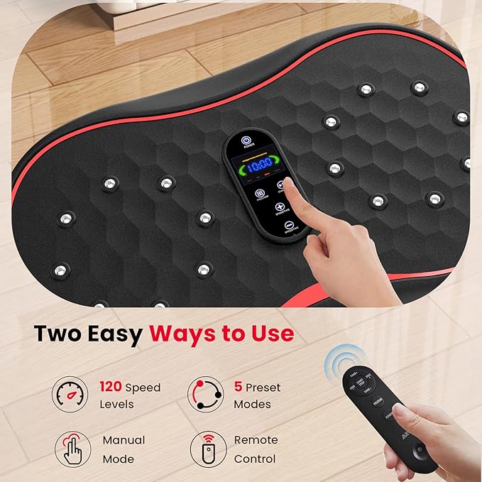 AXV Vibration Plate Fitness Platform Exercise Machine Vibrating Lymphatic Drainage Shaking Full Body Shaker Workout Vibrate Stand Shake Board Sport Gym for Weight Loss Fat Burner for Women Men