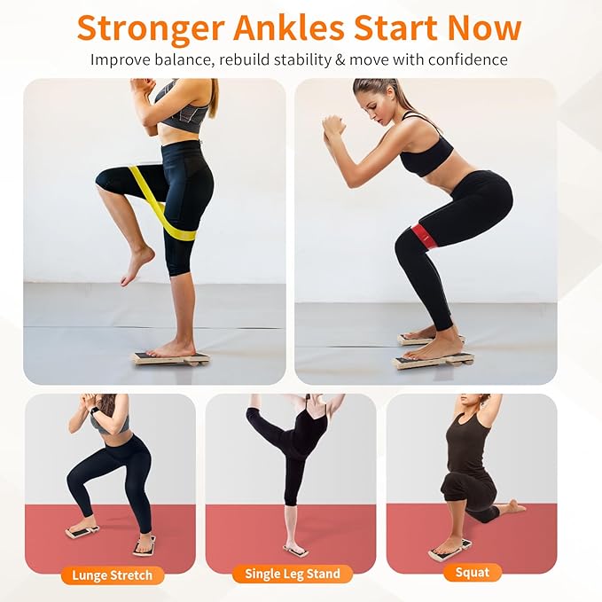 Ankle Balance Board Foot Strengthener - Single Leg Balance Board Foot Exerciser for Sprained Ankle,Posture Corrector, Physical Therapy for Plantar Fasciitis and Toe Stretcher Board for Gym Home