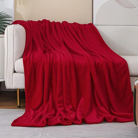 JIAHANNHA Red Throw Blanket Fleece Blanket Throw Size(50 by 70 Inches),Super Soft Cozy Plush Blanket for Couch Sofa Bed,Lightweight Warm Bed Blankets for Adults,All Season