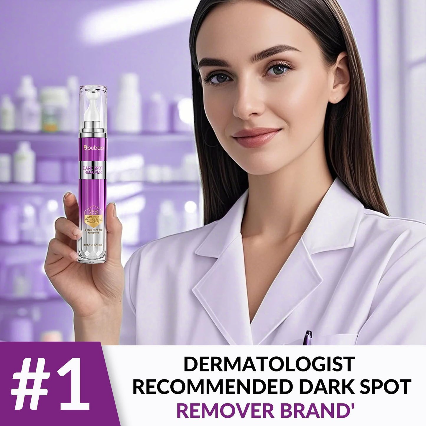 Dark Spot Remover for Face and Body, Age Spot Sun Spot Freckles Remedy Corrector Serum,Melasma Treatment for Face, Advanced Fade Cream for Uneven Skin Tone with 360° Roller Massage Ball, 0.5 FL oz