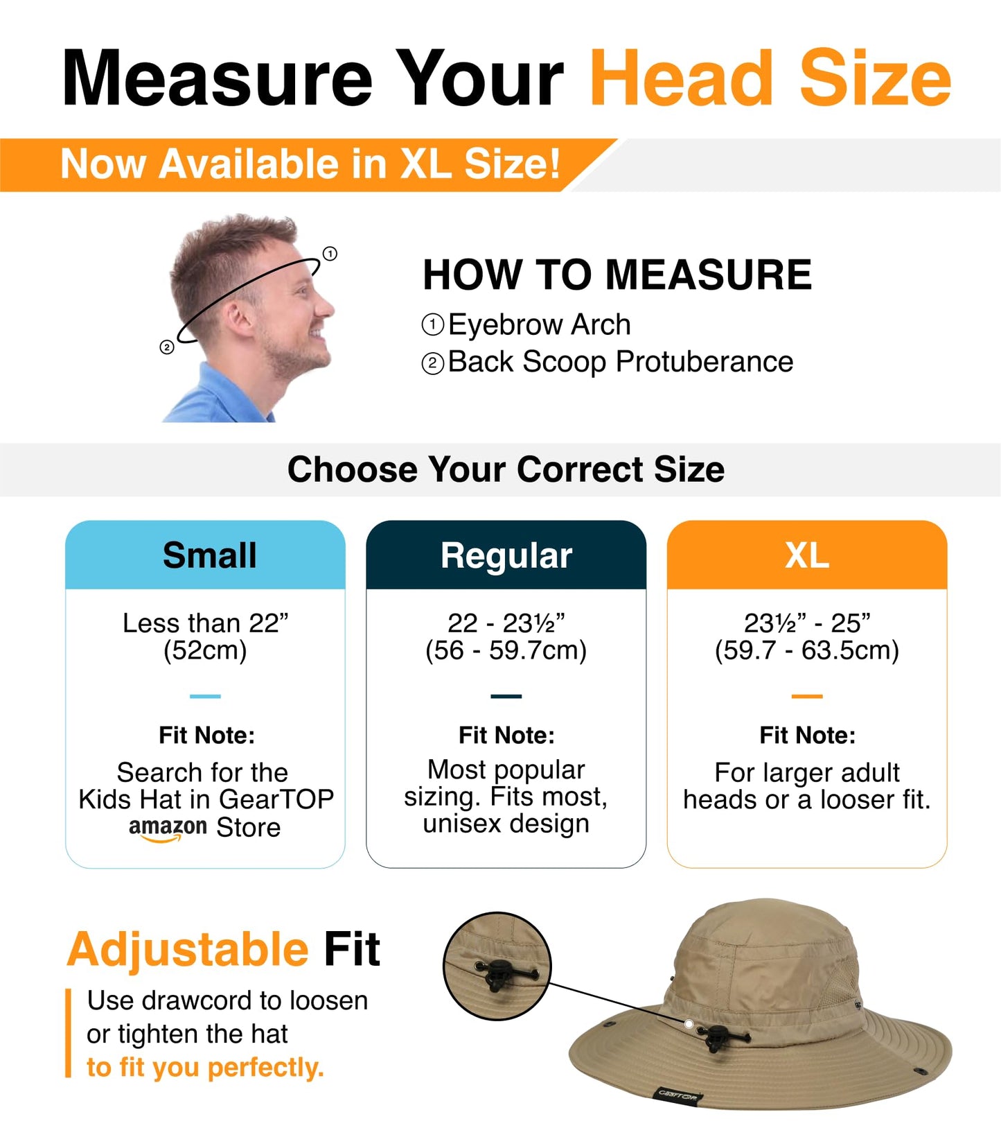 GearTOP Wide Brim Sun Hat for Womens and Mens Sun Hats - UV Protection Fishing Hat Safari Hat for Hiking Gardening & Beach Large Khaki