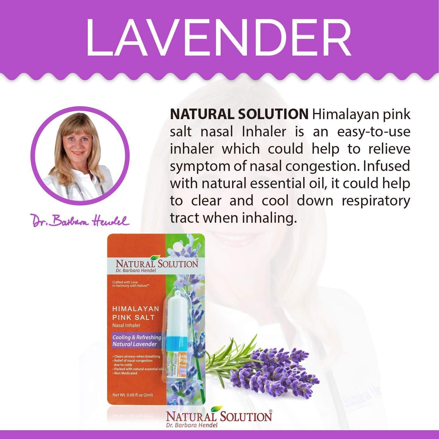 Natural Solution Himalayan Salt Inhaler, Help Clear Congestion, Boost Focus and Improve Breathing with Relaxing & Refreshing Lavender Aromatherapy, Pack of 3