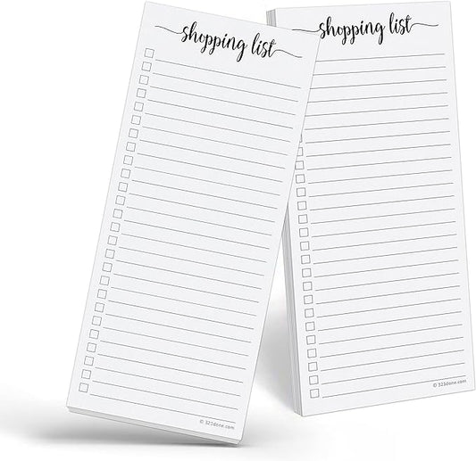 321Done Magnetic Shopping List Notepad 2-Pack - 3.7 x 8.5 (1/3 Sheet Slim Size) Made in USA - College Ruled - Minimalist Handheld Grocery List, Store, Market - Pad for Planning, Organizing, Meal Prep