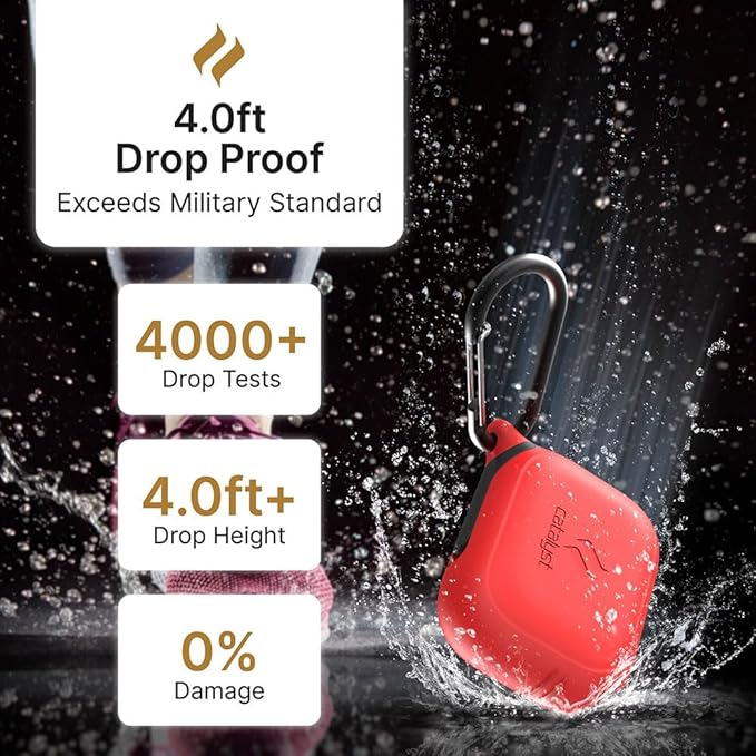 Catalyst Waterproof Case for AirPods Pro 2nd Generation and AirPods Pro 1st Generation - Wireless and USB-C Charging Compatible, One Piece Design, High Drop Protection Case with Carabiner