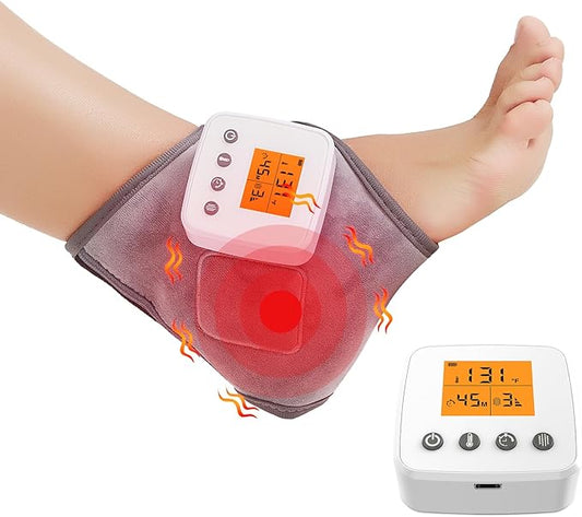 Ankle Massager for Pain Relief,Cordless Ankle Heating Pad with Heat Vibration Massage for Achilles Tendonitis,Rechargeable Heated Brace Wrap Warmer,3 Vibration and Heating, Auto Shut Off