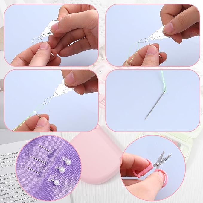 20 Pack Mini Travel Sewing Kit, Portable Sewing Tool Kits, Beginner Emergency Sewing Repair Kit with Threads Scissors Hand Sewing Needles, Plastic Sewing Kit, DIY Sewing Supplies (Green, Pink)