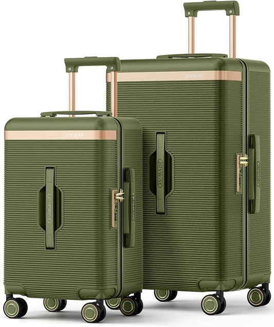Joyway Luggage Sets 2 Piece, 22 Inch Carry On Luggage and 26 Inch Trunk Checked Luggage with Cup Holder, Lightweight Hardside Suitcase with Pressure-resistant Frame, Shock Absorbing Wheel and TSA Lock