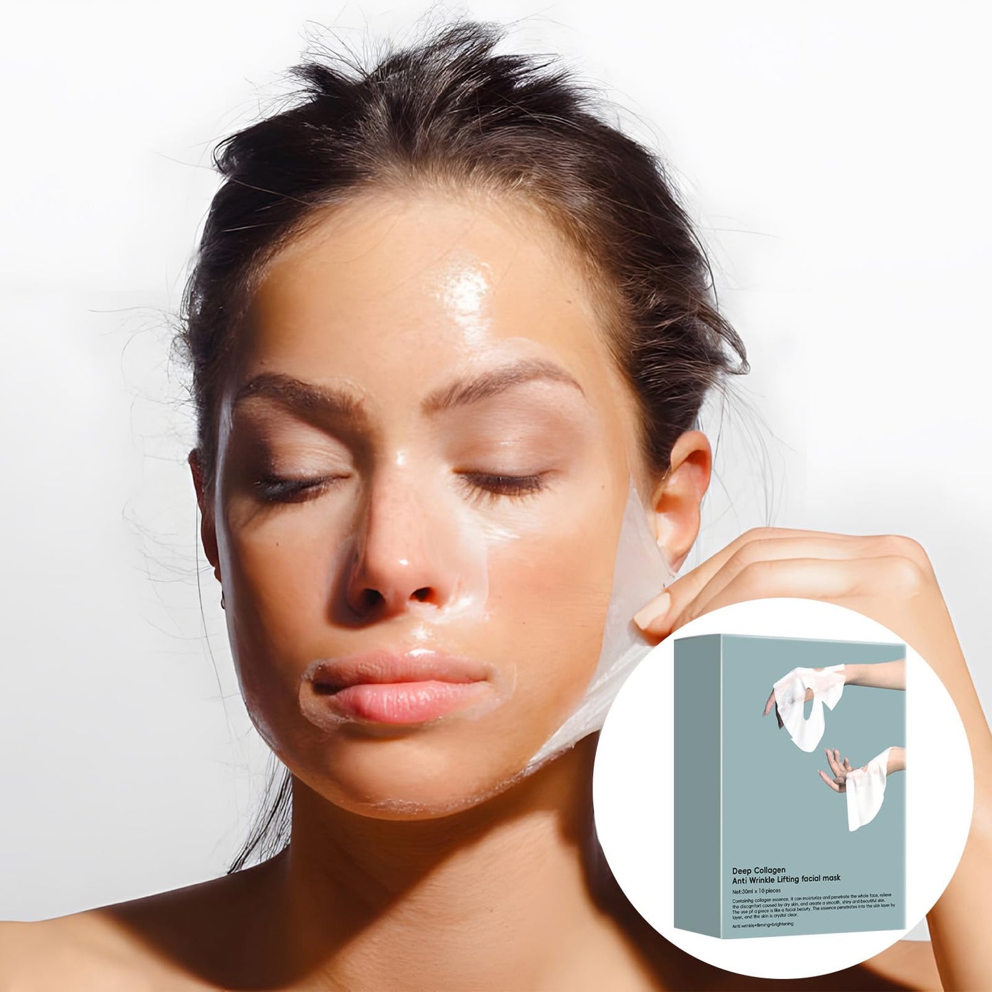 Chbgutlmr 10 Pack Deep Collagen Mask, Anti-Wrinkle Overnight Mask, Korean Face Mask, Bio Collagen Face Mask Overnight,Firming and Moisturizing