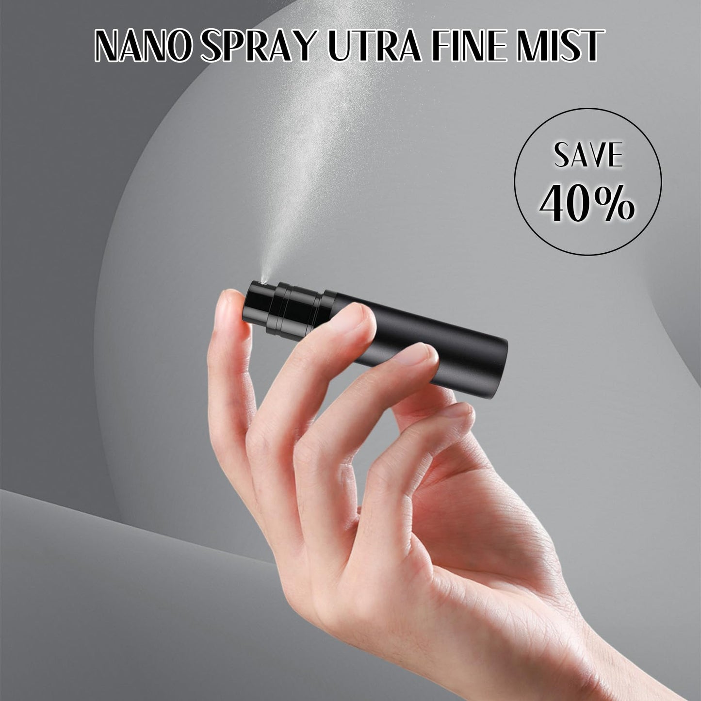 SixTmoon Travel Perfume Atomizer Refillable,Empty Portable Cologne Dispenser,Mini Aftershave Sprayer for Men and Women (Black & Champine Gold)