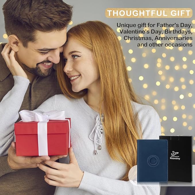 Passport Holder for Men Women Travel, Real Leather Passport Wallet, Handmade Passport Cover Case with Airtag Slot, Travel Must Haves Essentials Accessories Birthday Gifts (Crazy Horse, Blue)