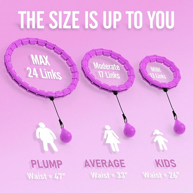 JKSHMYT Smart Weighted Fit Hoop Plus Size for Adults Weight Loss, Hula Circle-2 in 1 Infinity Fitness Hoop, 24 Links Detachable & Size Adjustable, with Waist Trainer for Women
