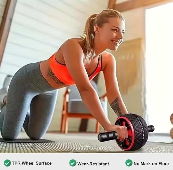 Ab Roller Wheel and Knee Mat, Abs Workout Equipment for Abdominal & Core Strength Training, Home Gym Fitness Exercise Wheels for Women Men, Abdominal Wheel