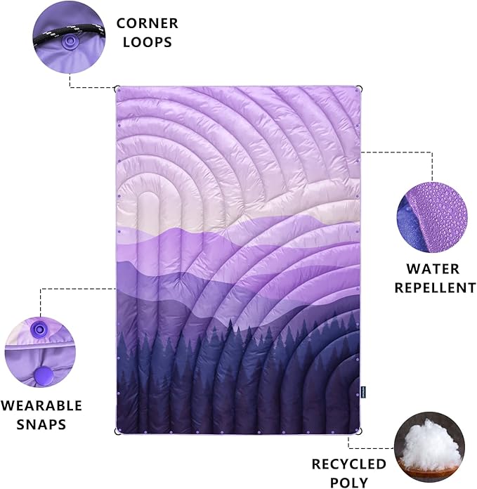 Camping Blanket,Lightweight Down Alternative Puffy Blanket Packable Outdoor Blanket for Camping,Traveling, Stadium, Hiking, Picnics