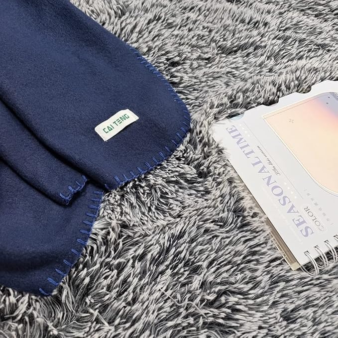 CAI TENG Fleece Throw Blankets Lightweight Warm Soft Kids Blanket Cozy Pet-Friendly Bulk Fleece Blanket Solid for Home, Bed, Sofa, Dorm, Office, Gifts, Outdoor (Navy, Pack of 6-50 x 60 inch)