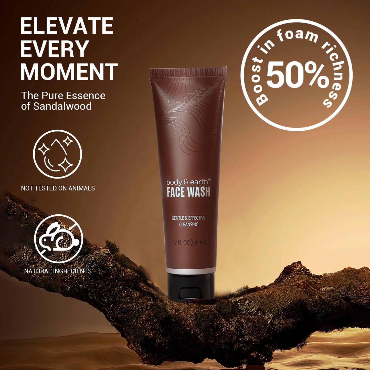 Body & Earth Bath and Body Wash Sets for Men - 8pcs Spa Baskets Mens Birthday Gifts Sandalwood, Self Care Kit, Husband Men Father's Day Gifts