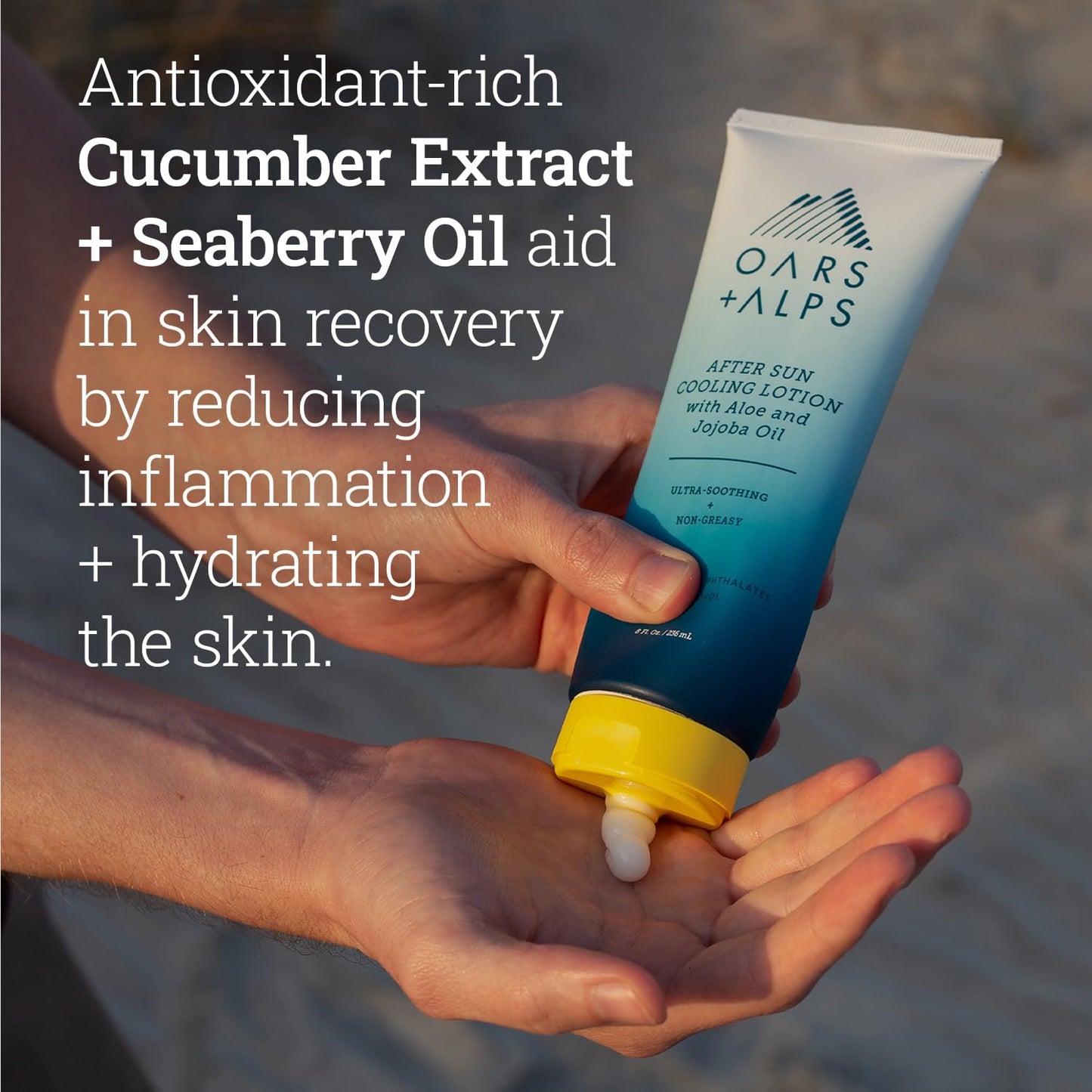 Oars + Alps After Sun Cooling Lotion, Includes Aloe Vera and Cucumber Extract for Sunburn Relief, Fresh Cut Aloe Scent, 8 Fl Oz