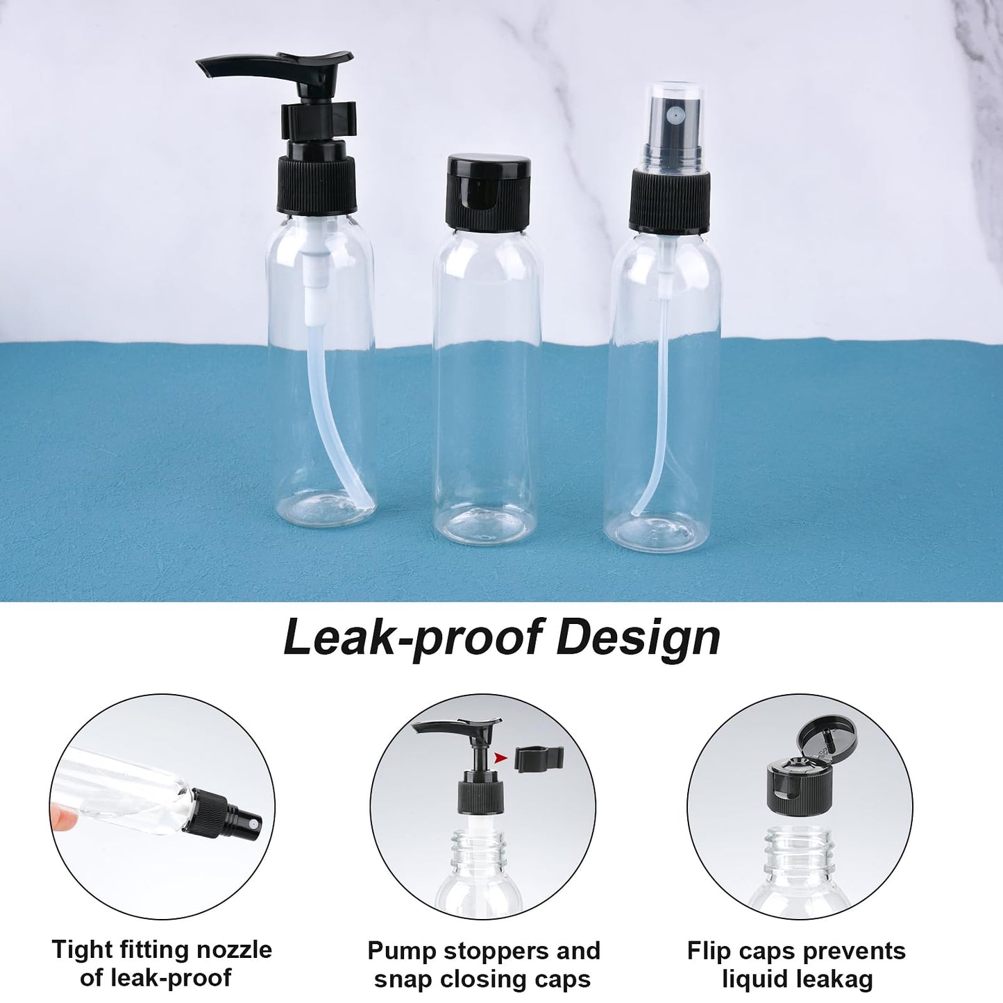 Cosywell Travel Size Bottles for Toiletries 13 Pack 2oz TSA Approved Toiletry Bottles Leak Proof Travel Kit for Women Men TSA Clear Toiletry Bag Shampoo Lotion Skincare Cosmetic Container