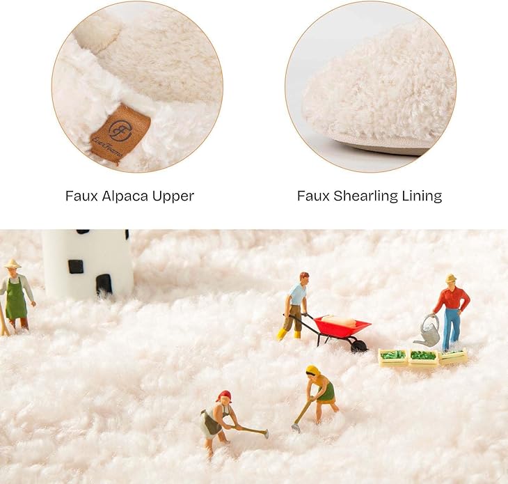 EverFoams Women's Fuzzy Slip-on Slippers Warm Cozy Soft Lightweight Memory Foam Indoor House Shoes