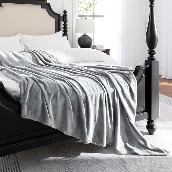 JIAHANNHA Fleece Blanket Twin Size Grey 60 by 80 Inches Throw Blankets for Couch Sofa Bed 280GSM,Super Soft Cozy and Luxury Bed Blanket for All Season