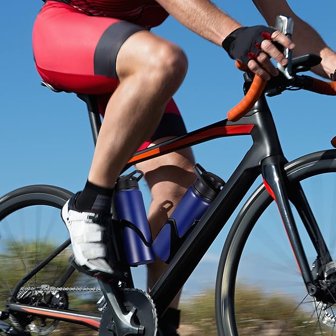 CHENGU 4 Pcs Aluminum Water Bottle 24oz Aluminum Reusable Bottles Lightweight Snap Lid Sports Water Multipack Easy Carry Leak Proof Travel for Gym Camping Hiking Outdoor Fishing (Blue)