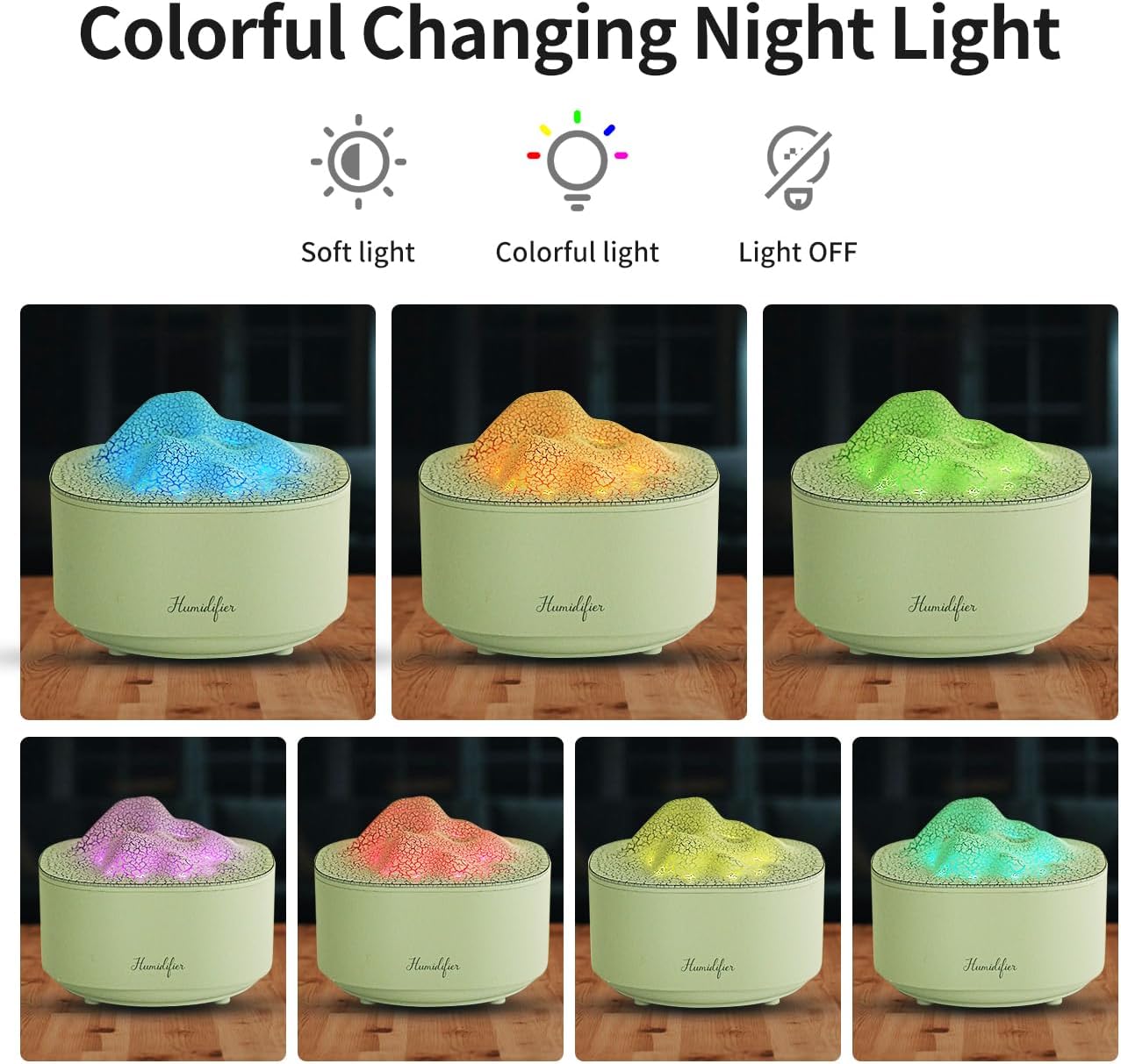 Portable 1500ml Small Cool Mist Humidifier,USB Personal Desktop Humidifier for Office Room, Bedroom,Auto Shut-Off 7 Colors LED Night Light, 2 Mist Modes, Super Quiet (White)